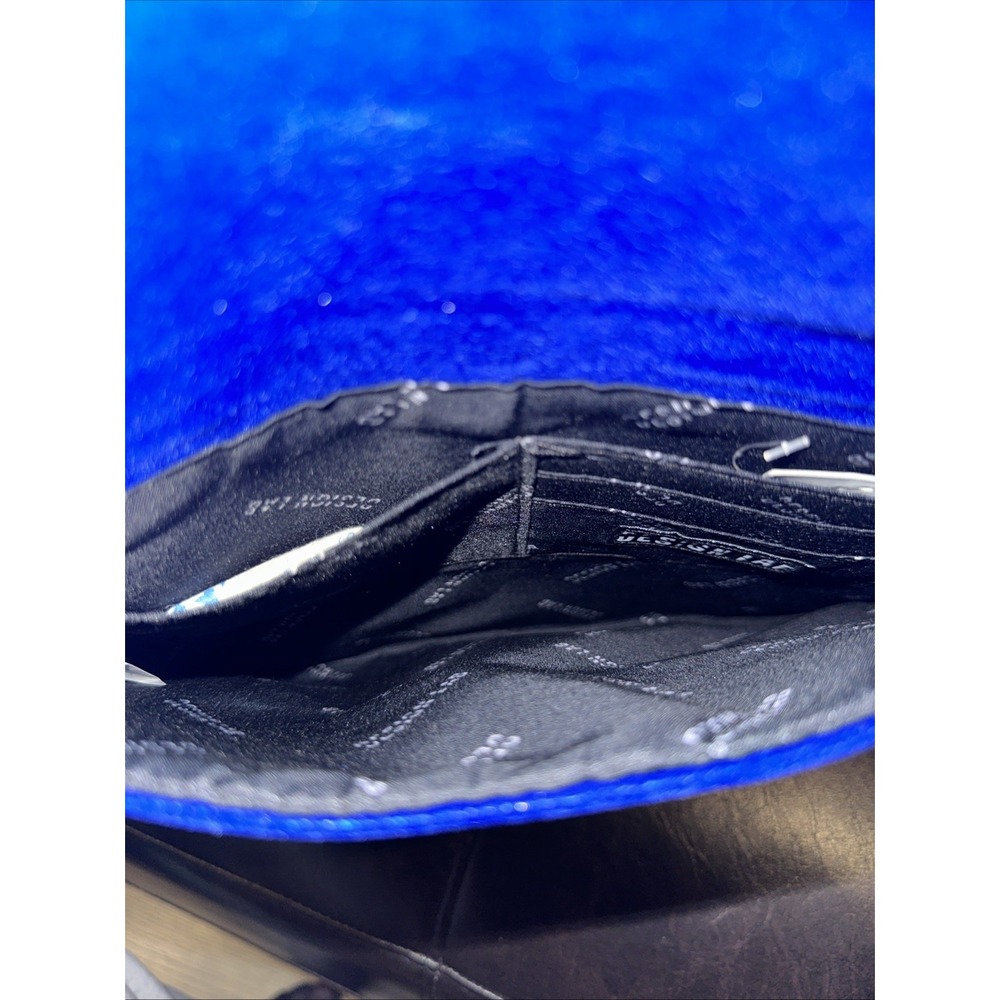 Design Lab Lord & Taylor Envelope Purse Clutch Blue Velvet 11 X 8 - Picture 11 of 11